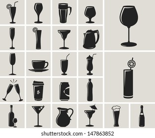 Drinks and beverages vector icon set