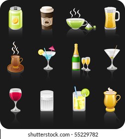 Drinks black icon set