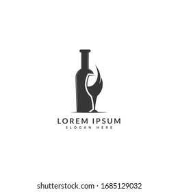 Drinks bottle and glass logo design