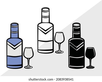 Drinks Bottle Printable Vector Illustration