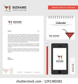 Drinks Business Letterhead, Calendar 2019 and Mobile app design vector template