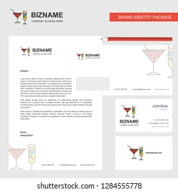 Drinks Business Letterhead, Envelope and visiting Card Design vector template