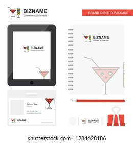 Drinks Business Logo, Tab App, Diary PVC Employee Card and USB Brand Stationary Package Design Vector Template