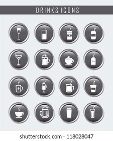 drinks buttons over gray background. vector illustration