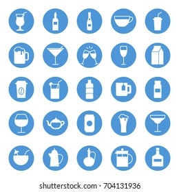 Drinks circular icons set