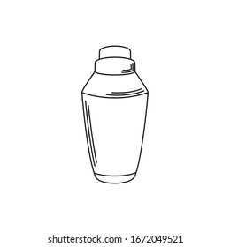 drinks cocktail shaker metal equipment bar vector illustration line style icon