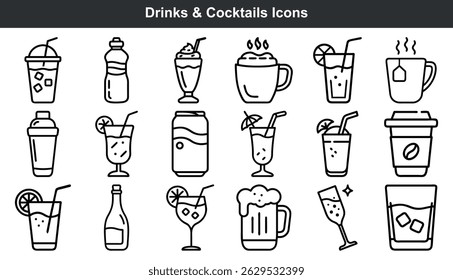 Drinks cocktails icons beverage menu graphic design