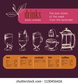drinks, cocktails, menu
