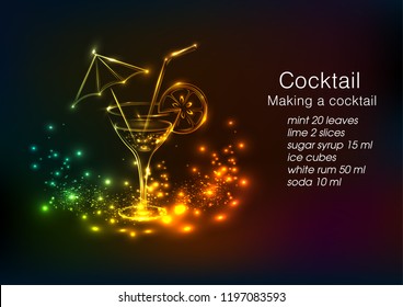 Drinks and cocktails .Neon cocktail recipe