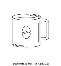 drinks coffee cup with bean emblem vector illustration line style icon