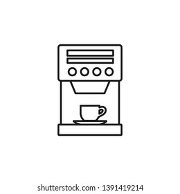 Drinks and Coffee Outline Icons. Coffee Machine Flat Vector Illustration Isolated on White Background. Modern Symbol, Logo, Object
