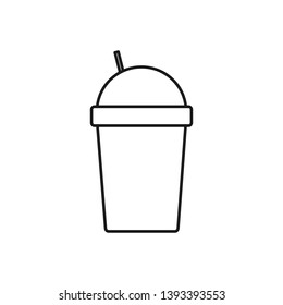 Drinks and Coffee Outline Icons. Take Away Coffee Cup Flat Vector Illustration Isolated on White Background. Modern Symbol, Logo, Object