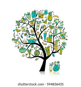 Drinks collection, art tree for your design