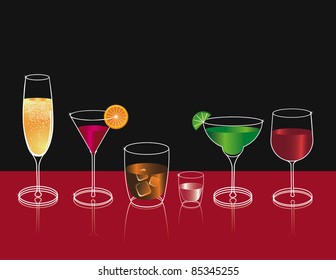 Drinks collection A collection of six colorful drinks, EPS 8 vector.