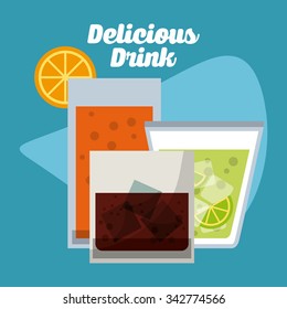 Drinks concept with glasses icons design, vector illustration 10 eps graphic