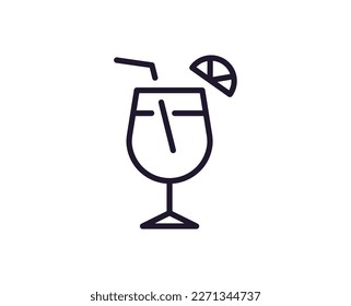 Drinks concept. Modern outline high quality illustration for banners, flyers and web sites. Editable stroke in trendy flat style. Line icon of drink