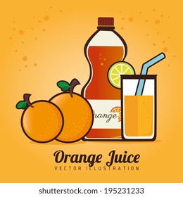 Drinks design over orange background,vector illustration