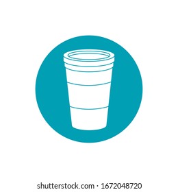 drinks disposable paper cup for takeaway vector illustration blue block style icon