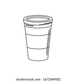 drinks disposable paper cup for takeaway vector illustration line style icon