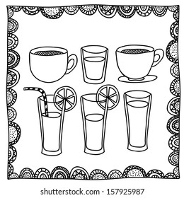 drinks drawing over white background vector illustration 