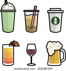 Drinks elements for ad, banner, business, ad, brohure, social media. Flat art illustration vector.
