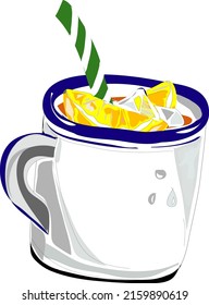 Getränke in emaillem Zitronentee Tee Tee Cappucino americano