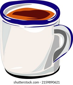 drinks in enamel mug lemon tea breakfast tea cappucino americano