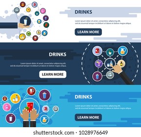 Drinks flat icon concept. Vector illustration. Element template for design.