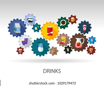 Drinks flat icon concept. Vector illustration. Element template for design.
