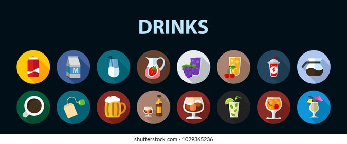 Drinks flat icon concept. Vector illustration. Element template for design.