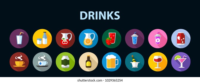 Drinks flat icon concept. Vector illustration. Element template for design.