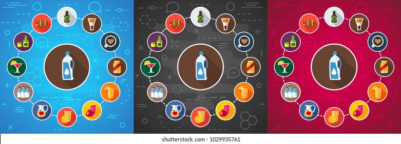 Drinks flat icon concept. Vector illustration. Element template for design.