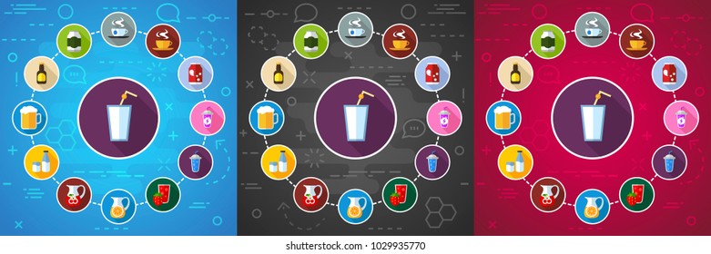 Drinks flat icon concept. Vector illustration. Element template for design.