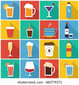 Bebe un icono plano. Puedes usar un icono de bebidas para varios propósitos como: sitios web, plantillas de impresión, plantillas de presentación, materiales promocionales, infografías, aplicaciones web y de teléfonos móviles.