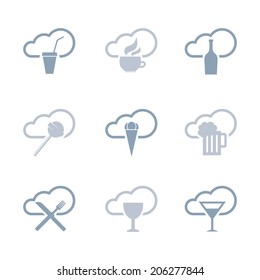 Drinks and food icon set