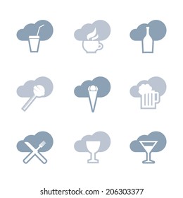 Drinks and food icon set