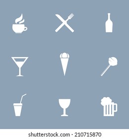 Drinks and food icon set