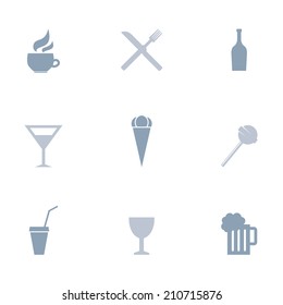 Drinks and food icon set