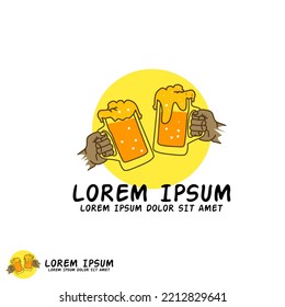 Drinks and Food Logo Design Template. Cheers Mug