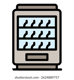 Drinks fridge icon. Outline Drinks fridge vector icon for web design isolated on white background color flat
