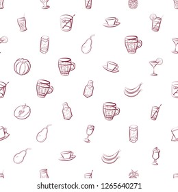 Drinks and Fruits set. Background for printing, design, web. Usable as icons. Seamless. Color.