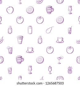 Drinks and Fruits set. Background for printing, design, web. Usable as icons. Seamless. Color.