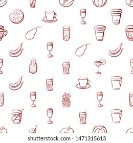 Drinks and Fruits set. Background for printing, design, web. Usable as icons. Seamless. Binary color.