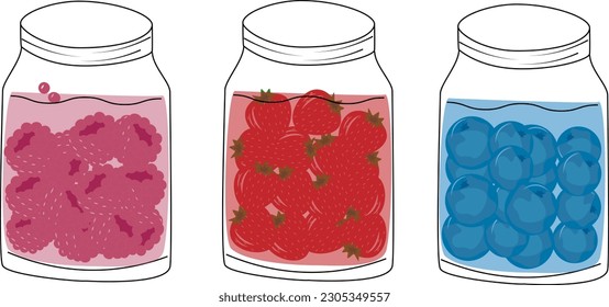 Drinks fruity berry summer compotes cocktails.Vector EPS10