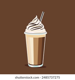 Drinks in glass cups illustration flat design
