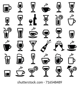Drinks icon collection - vector silhouette and illustration