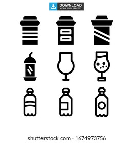 Icono de bebidas o logotipo símbolo de signo aislado ilustración vectorial - Colección de iconos vectoriales de estilo negro de alta calidad
