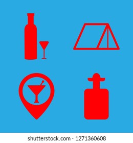 drinks icon set about bar pin, tent and drink vector set