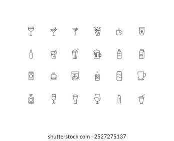 Drinks icon set, design, vector illustration