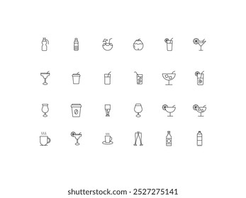 Drinks icon set, design, vector illustration